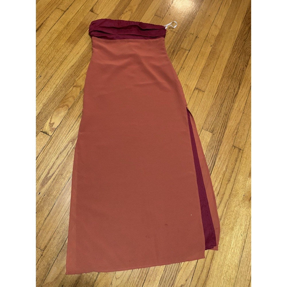 Commense Size Large Rust And Maroon Side Slit Maxi Dress New